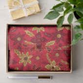 Gold and Red Christmas Poinsettia Flowers Tissuepapier (Geschenk)
