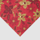 Gold and Red Christmas Poinsettia Flowers Tissuepapier (Detail)