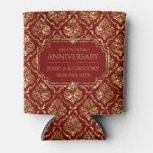 Gold and Red Damask 50th Wedding Anniversary Blikjeskoeler (Voorkant)