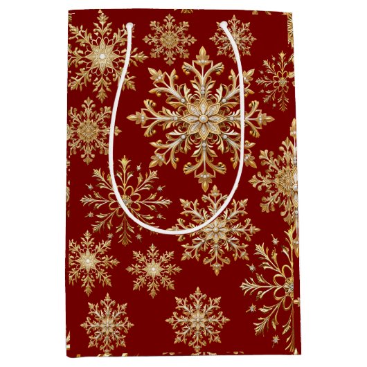 Gold and Red Gift Bag Medium Cadeauzakje (Voorkant)