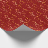 Gold and Red Merry Christmas Word Art Cadeaupapier (Hoek)