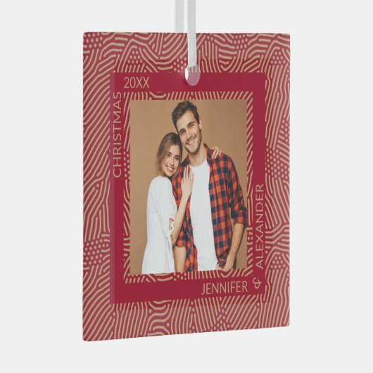 Gold and Red Photo Glas Ornament (Voorkant Rechts)