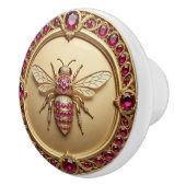 Gold and Ruby Studded Honey Bee Keramische Knop (Rechts)