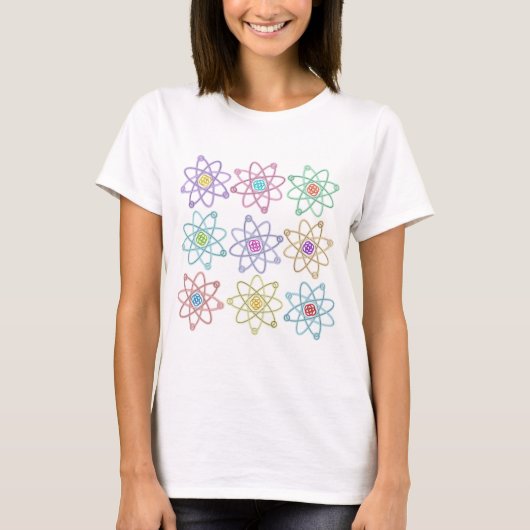 Gold and Silver Atomic Structern Pattern Science T-shirt (Voorkant)