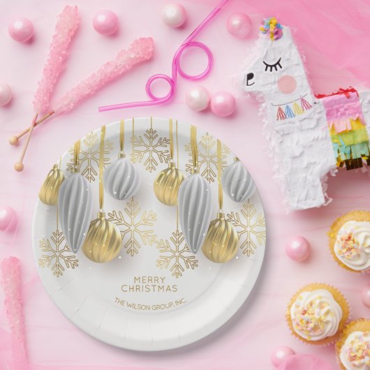 Gold and Silver Christmas Ornaments Papieren Bordje (Feest)