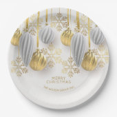 Gold and Silver Christmas Ornaments Papieren Bordje (Voorkant)