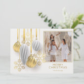 Gold and Silver Christmas Ornaments Photo Feestdagenkaart (Staand voorkant)