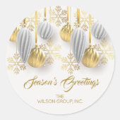 Gold and Silver Christmas Ornaments Ronde Sticker (Voorkant)