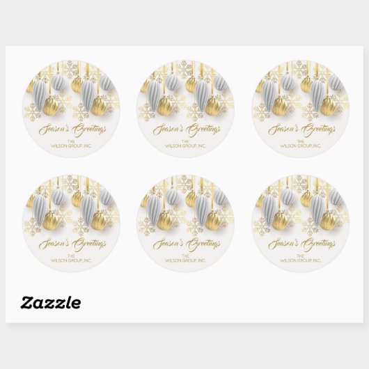 Gold and Silver Christmas Ornaments Ronde Sticker (Vel)