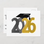 Gold and Silver Class of 2026 Graduation Briefkaart (Voorkant / Achterkant)