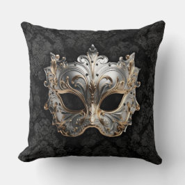 Gold and Silver Filigree Venetian Mask Kussen