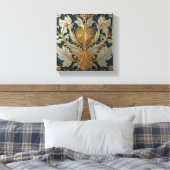 Gold and Silver Floral Ornament Canvas Afdruk (Insitu (Slaapkamer))