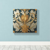 Gold and Silver Floral Ornament Canvas Afdruk (Insitu (Houten vloer))