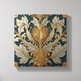 Gold and Silver Floral Ornament Canvas Afdruk