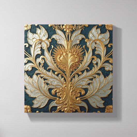 Gold and Silver Floral Ornament Canvas Afdruk (Voorkant)
