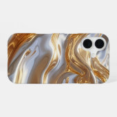 Gold and Silver Liquid Metal – Luxury Abstract iPhone 16 Hoesje (Achterkant horizontaal)