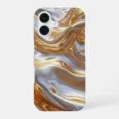 Gold and Silver Liquid Metal – Luxury Abstract iPhone 16 Hoesje (Achterkant)