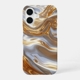 Gold and Silver Liquid Metal – Luxury Abstract iPhone 16 Hoesje