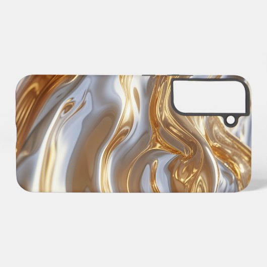 Gold and Silver Liquid Metal – Luxury Abstract Samsung Galaxy Hoesje (Achterkant horizontaal)