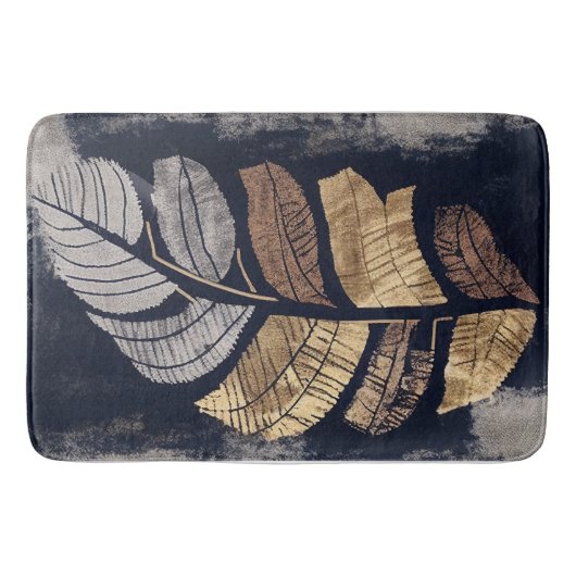 Gold and Silver Metallic Leaves Elegant Botanical  Badmat (Voorkant)