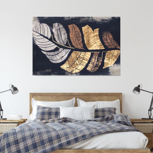 Gold and Silver Metallic Leaves Elegant Botanical  Canvas Afdruk (Insitu (Slaapkamer))