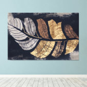Gold and Silver Metallic Leaves Elegant Botanical Canvas Afdruk (Insitu (Houten vloer))