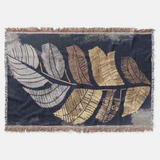 Gold and Silver Metallic Leaves Elegant Botanical Deken