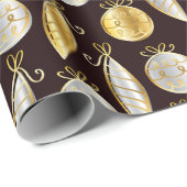 Gold And Silver Tree Ornaments Wrapping Paper Cadeaupapier (Rol Hoek)