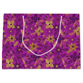 Gold and Teal Blue Christmas Poinsettia Flowers Groot Cadeauzakje (Voorkant)