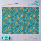 Gold and Teal Blue Christmas Poinsettia Flowers Tissuepapier (Craft)