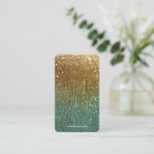 Gold and Teal Glitter Gradient Earring Display  Visitekaartje (Staand voorkant)