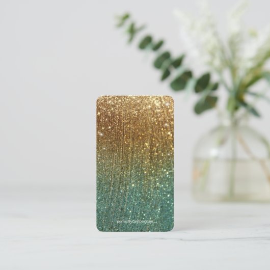 Gold and Teal Glitter Gradient Earring Display Visitekaartje (Staand voorkant)
