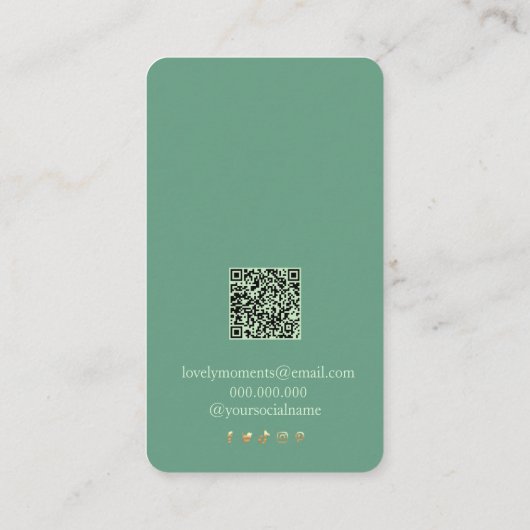 Gold and Teal Glitter Gradient Earring Display  Visitekaartje (Achterkant)