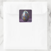 Gold and Teal Swirl Easter Egg Vierkante Sticker (Tas)