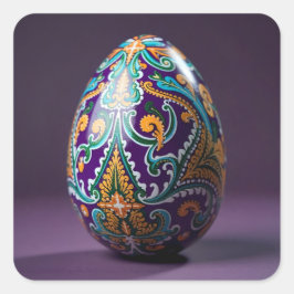 Gold and Teal Swirl Easter Egg Vierkante Sticker
