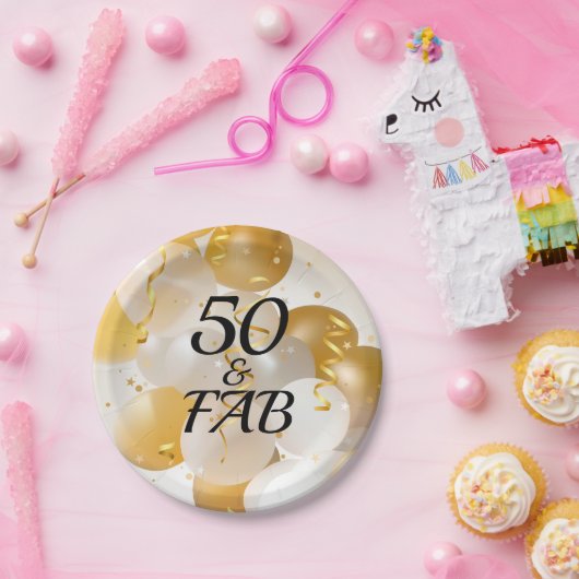 Gold and White Balloons Party Papieren Bordje (Feest)