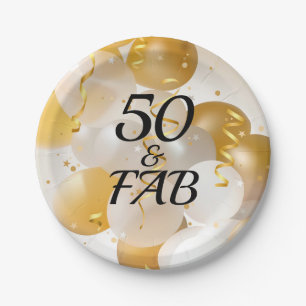 Gold and White Balloons Party Papieren Bordje