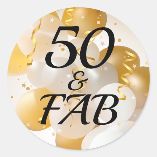 Gold and White Balloons Party Ronde Sticker (Voorkant)
