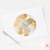 Gold and White Balloons Party Ronde Sticker (Envelop)