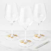 Gold and White Balloons Party Wijnglaslabel (Set)