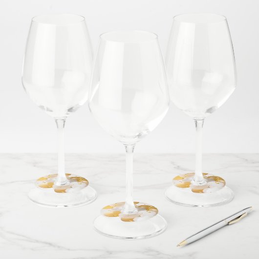 Gold and White Balloons Party Wijnglaslabel (Set)