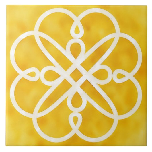 Gold and White Celtic Design Decorative Tile Tegeltje (Voorkant)