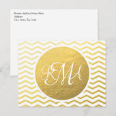 Gold and White Chevron Monogrammed Personalized Briefkaart (Voorkant / Achterkant)