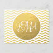 Gold and White Chevron Monogrammed Personalized Briefkaart (Voorkant)