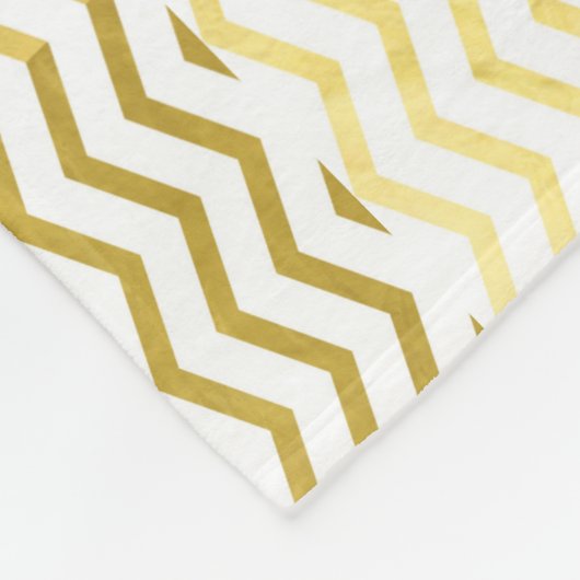 Gold and White Chevron Monogrammed Personalized Fleece Deken (Hoek)
