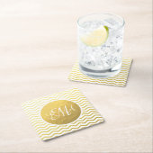 Gold and White Chevron Monogrammed Personalized Kartonnen Onderzetters (Insitu)