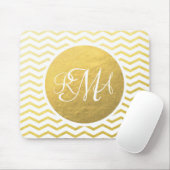 Gold and White Chevron Monogrammed Personalized Muismat (Met muis)
