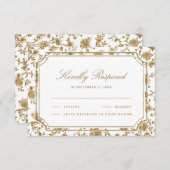 Gold and White Chinoiserie Wedding RSVP Kaartje (Voorkant / Achterkant)