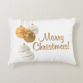 Gold and White Christmas Balls Custom Text Accent Kussen
