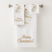 Gold and White Christmas Balls Custom Text Bad Handdoek (Insitu)